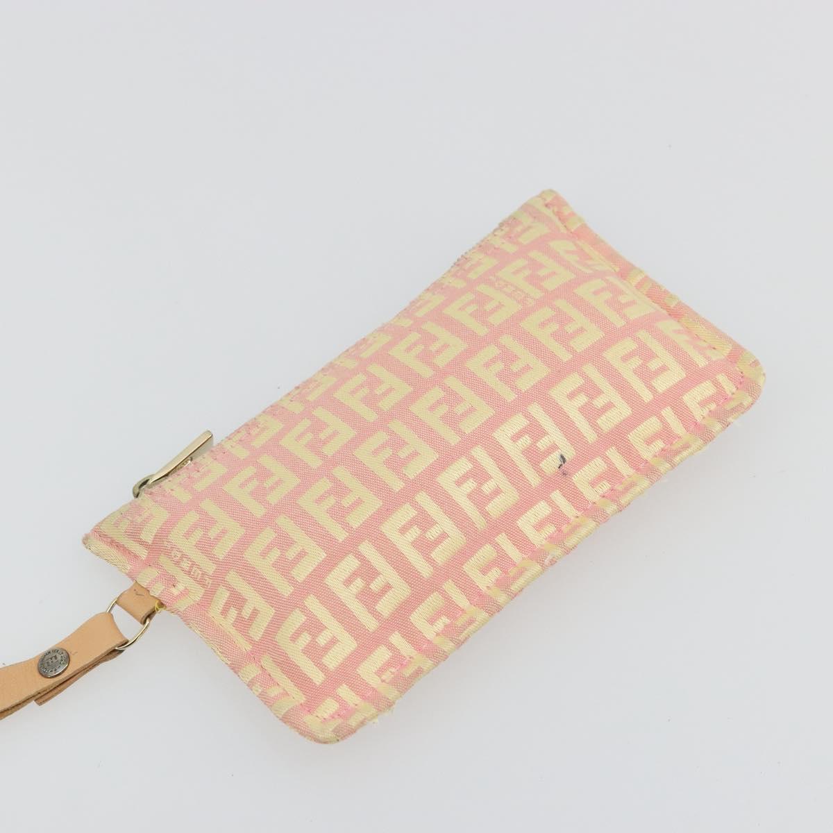 FENDI Zucchino Canvas Tote Bag Pink Gold Auth INZ062