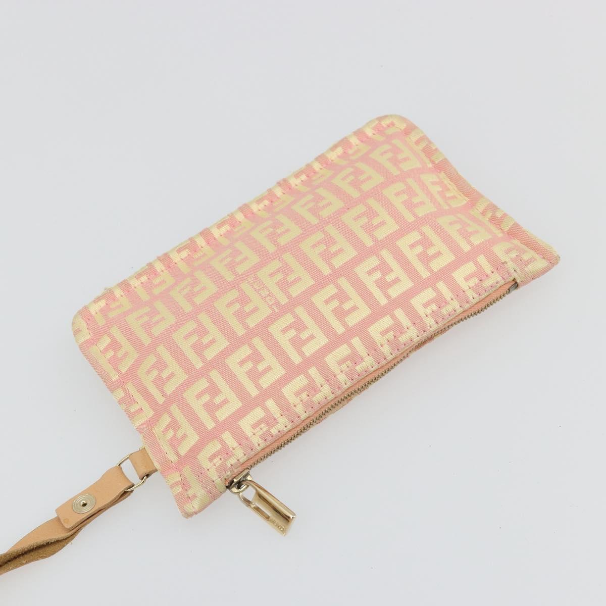 FENDI Zucchino Canvas Tote Bag Pink Gold Auth INZ062