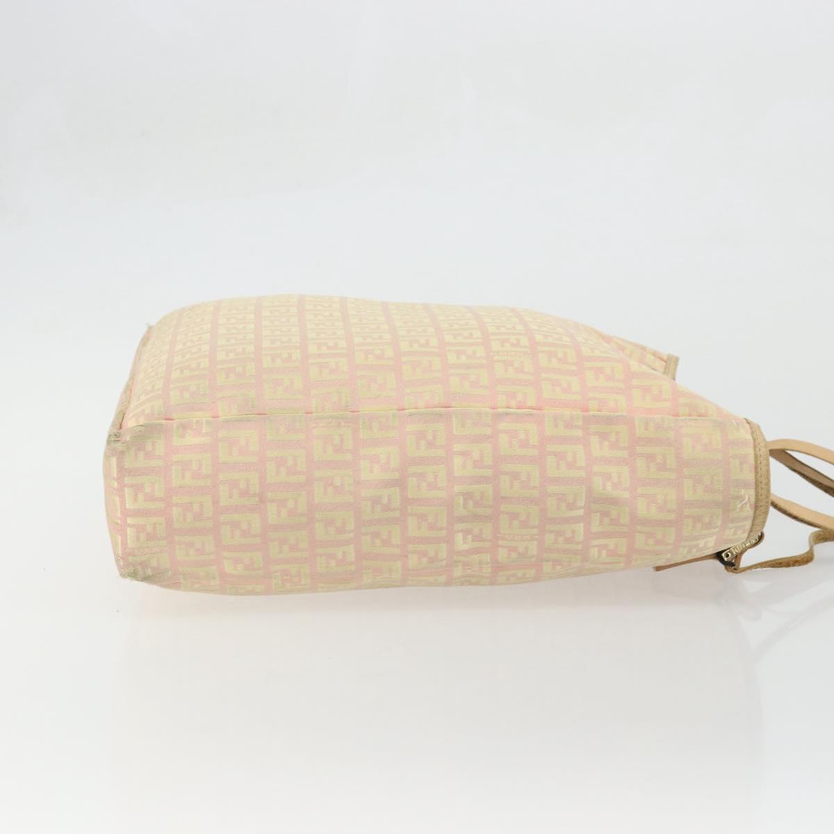 FENDI Zucchino Canvas Tote Bag Pink Gold Auth INZ062