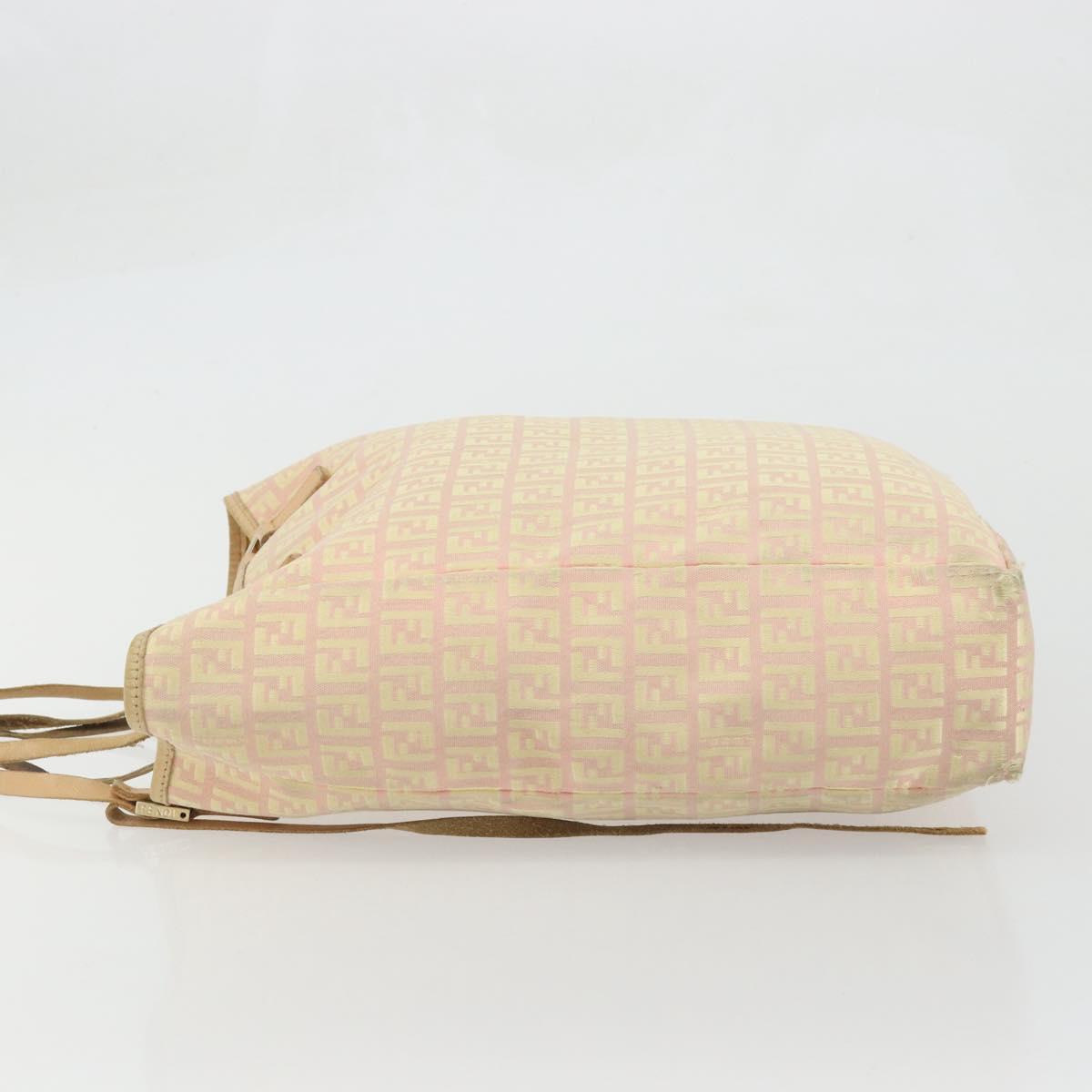 FENDI Zucchino Canvas Tote Bag Pink Gold Auth INZ062