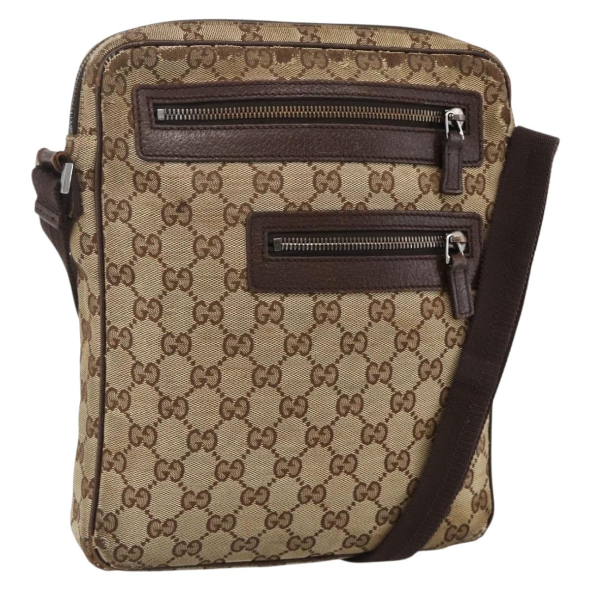 GUCCI GG Supreme Shoulder Bag Beige Silver 92551 Auth INZ071
