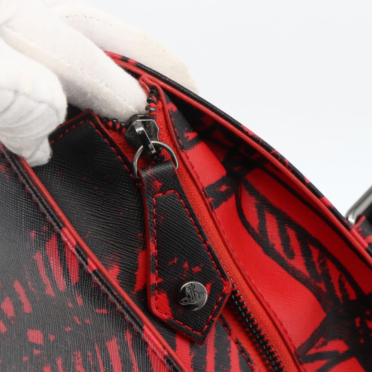 Vivienne Westwood Tote Bag PVC Canvas Red Silver Auth INZ073