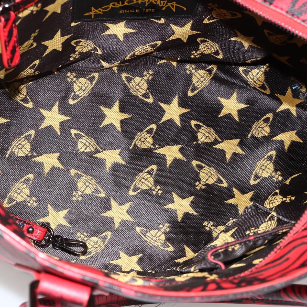 Vivienne Westwood Tote Bag PVC Canvas Red Silver Auth INZ073