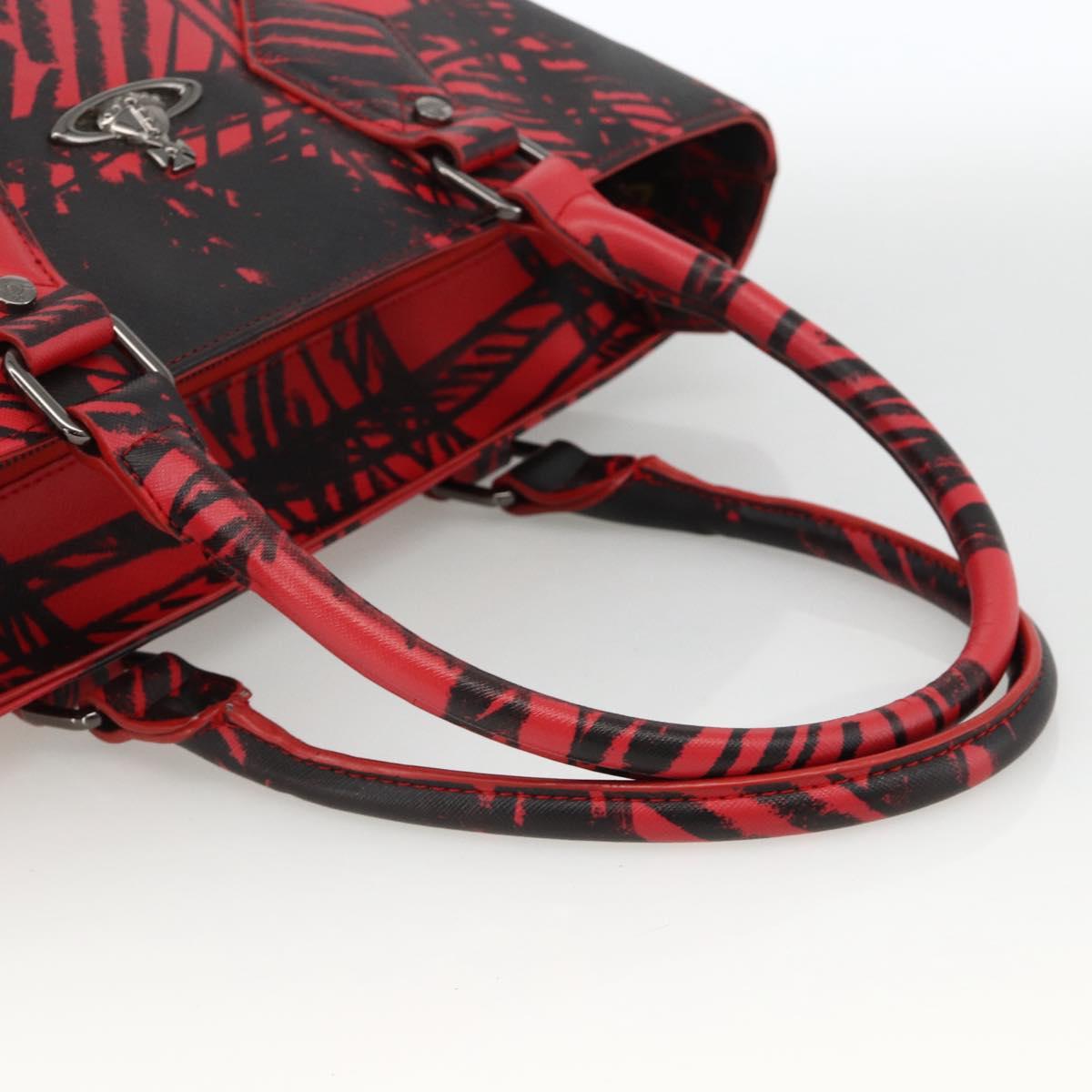Vivienne Westwood Tote Bag PVC Canvas Red Silver Auth INZ073