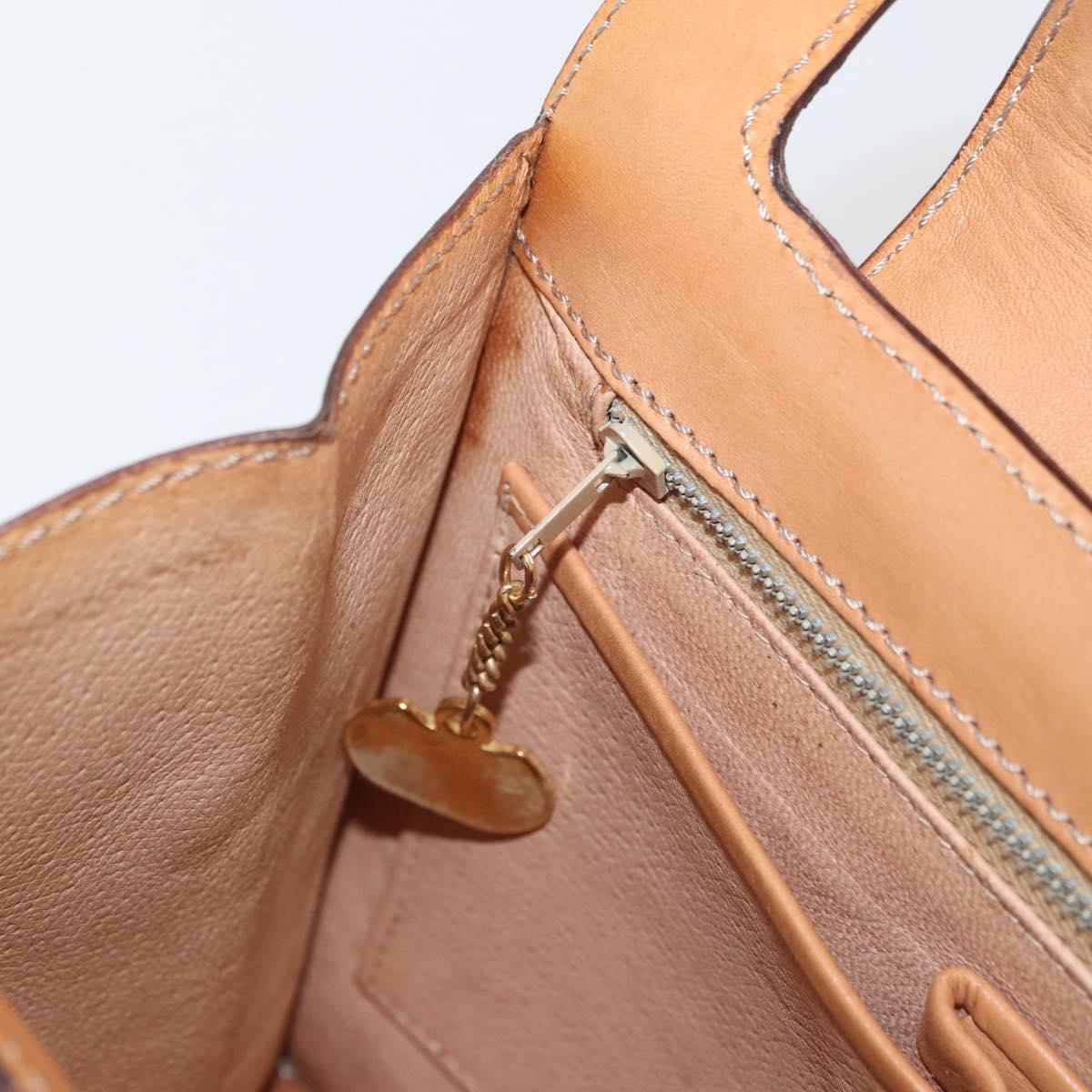 CELINE Macadam Canvas Medallion Hand Bag PVC Leather Brown Gold Auth INZ093A