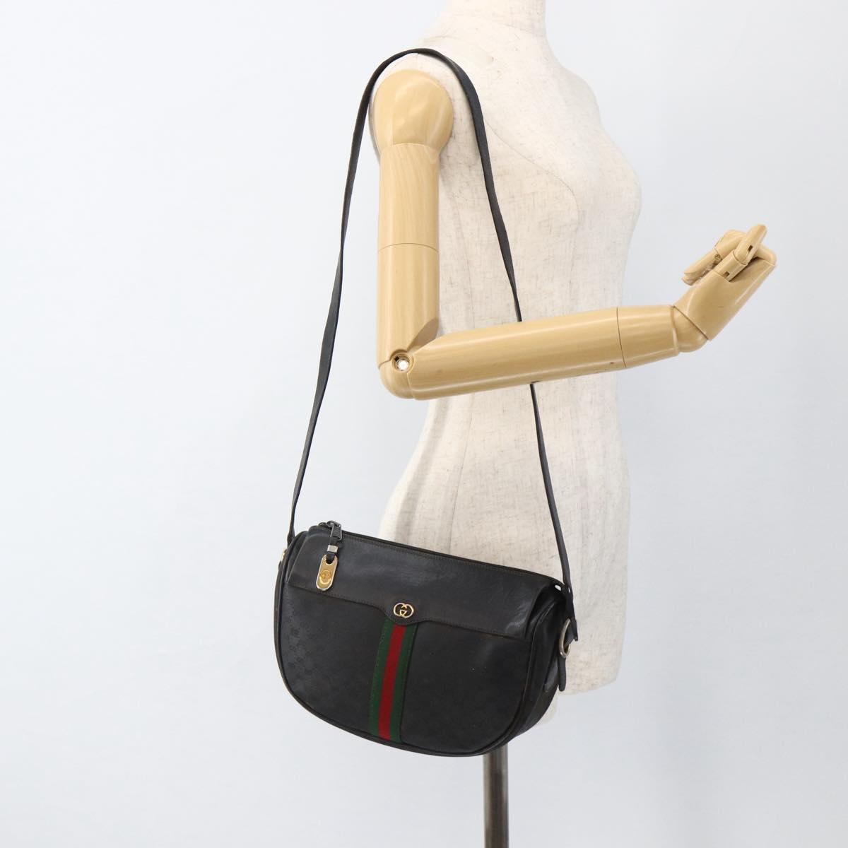 GUCCI Micro GG Supreme Web Sherry Line Bag PVC Black 001 115 4001 Auth INZ097
