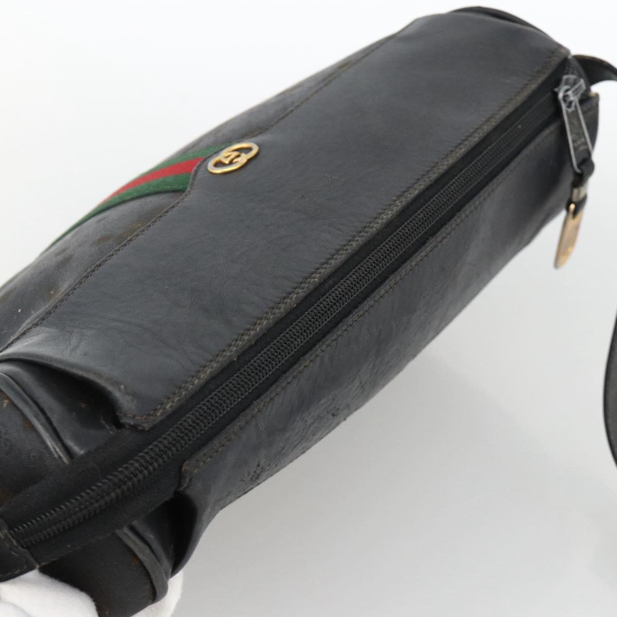 GUCCI Micro GG Supreme Web Sherry Line Bag PVC Black 001 115 4001 Auth INZ097