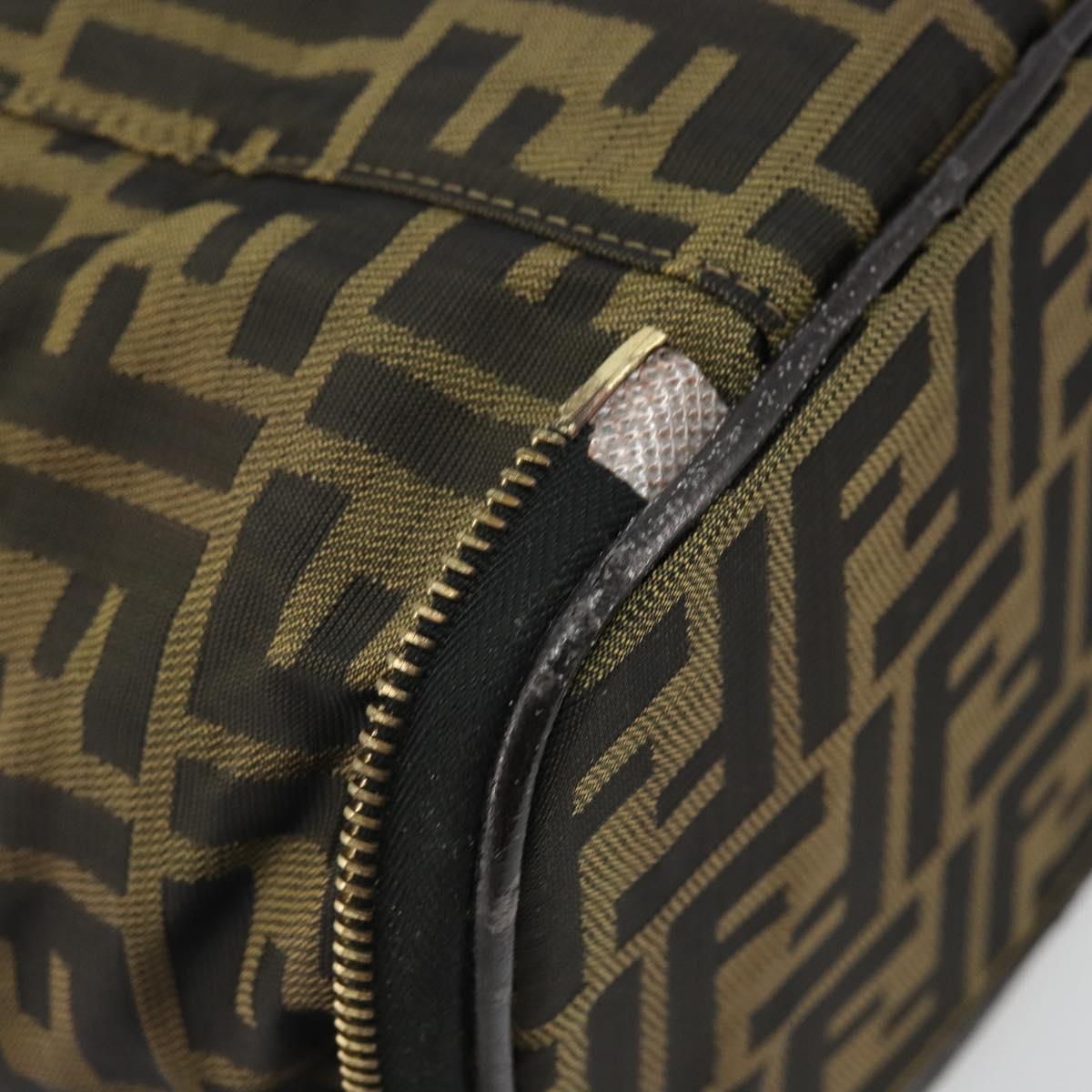 FENDI Zucca Canvas Vanity Hand Bag Brown Black Auth INZ107