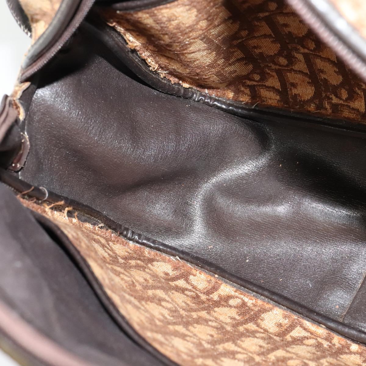Christian Dior Trotter Canvas Shoulder Bag Brown Auth JB006