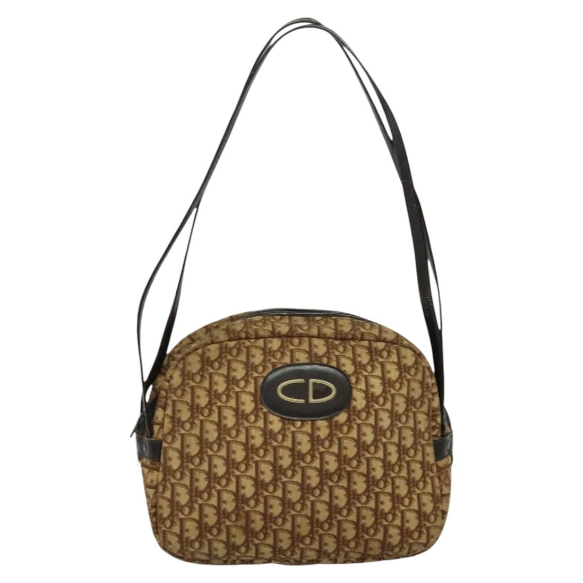 Christian Dior Trotter Canvas Shoulder Bag Brown Auth JB006