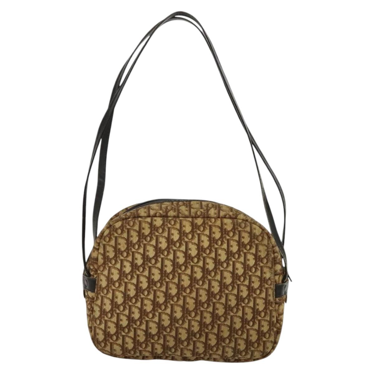 Christian Dior Trotter Canvas Shoulder Bag Brown Auth JB006