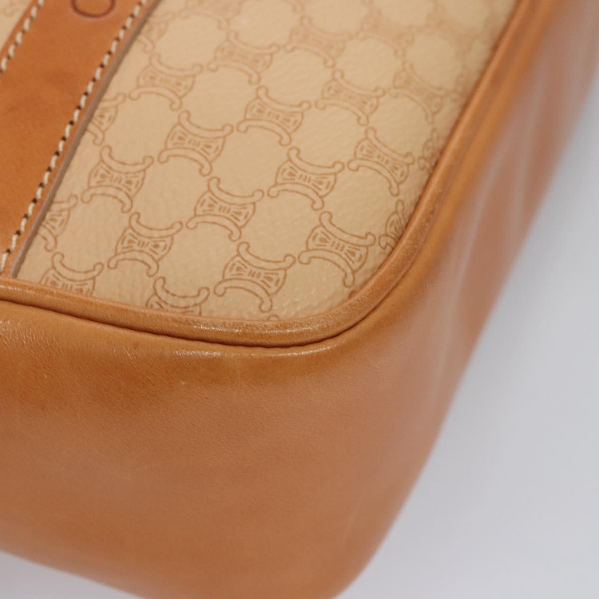 CELINE Macadam Canvas Hand Bag PVC Leather Beige Auth JB007