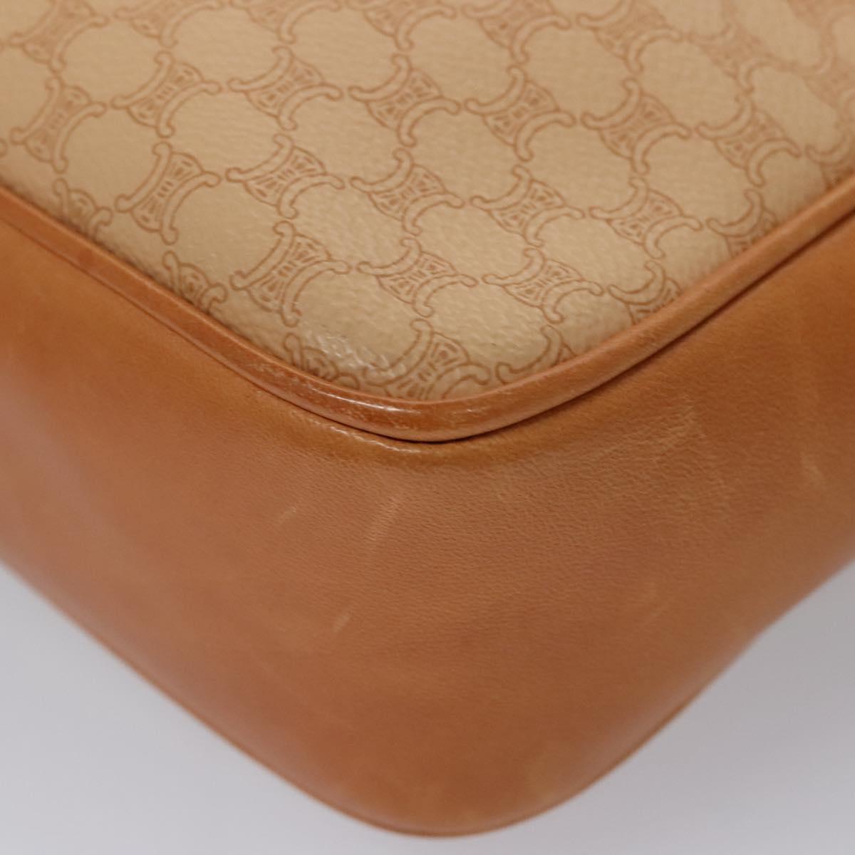 CELINE Macadam Canvas Hand Bag PVC Leather Beige Auth JB007