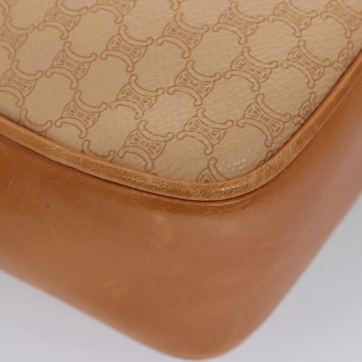 CELINE Macadam Canvas Hand Bag PVC Leather Beige Auth JB007