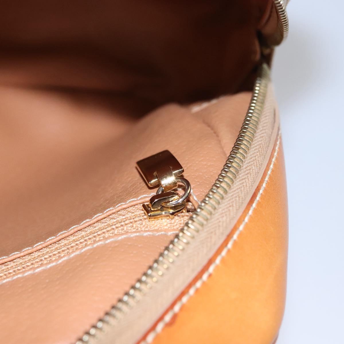 CELINE Macadam Canvas Hand Bag PVC Leather Beige Auth JB007