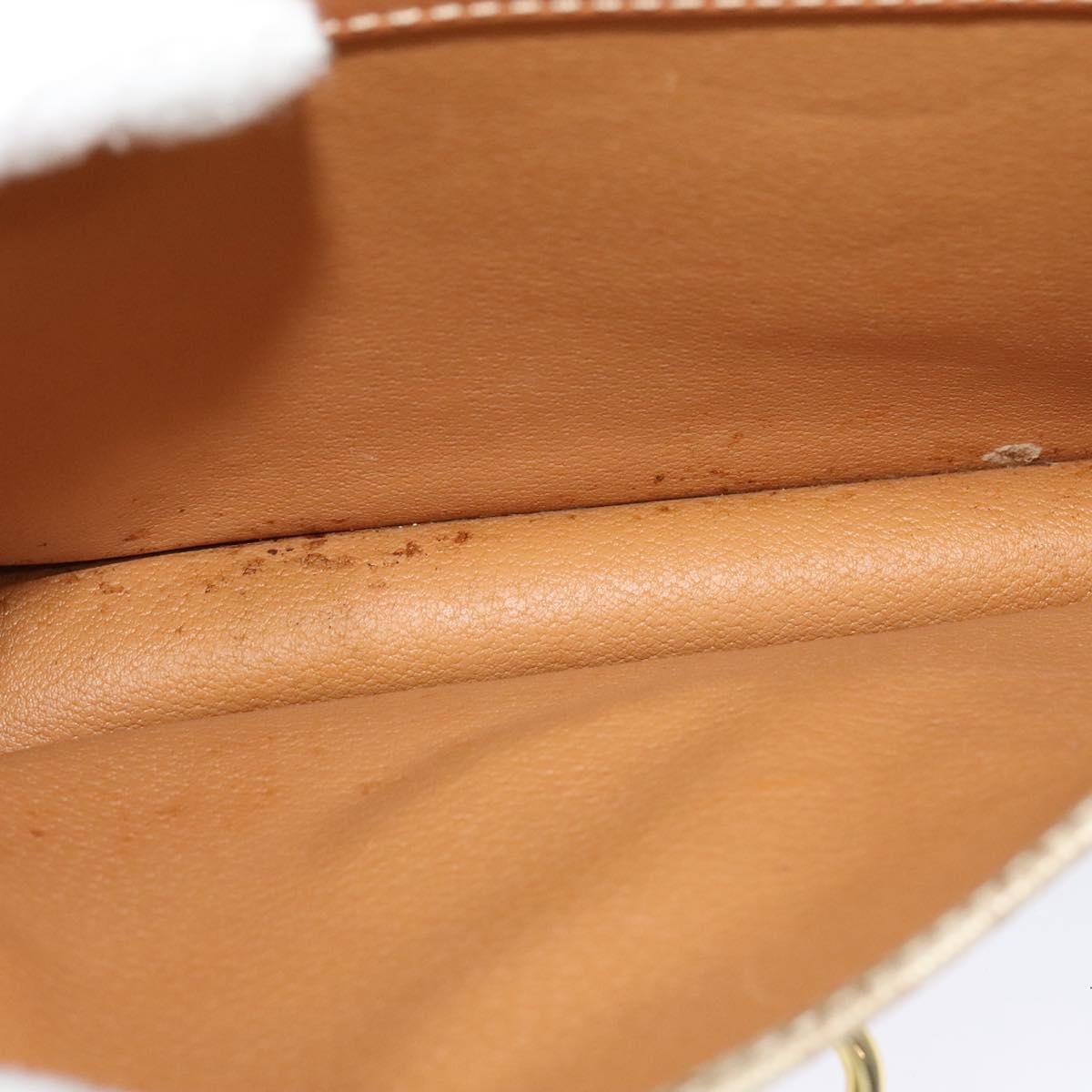 CELINE Macadam Canvas Shoulder Bag Beige Gold Auth JB008