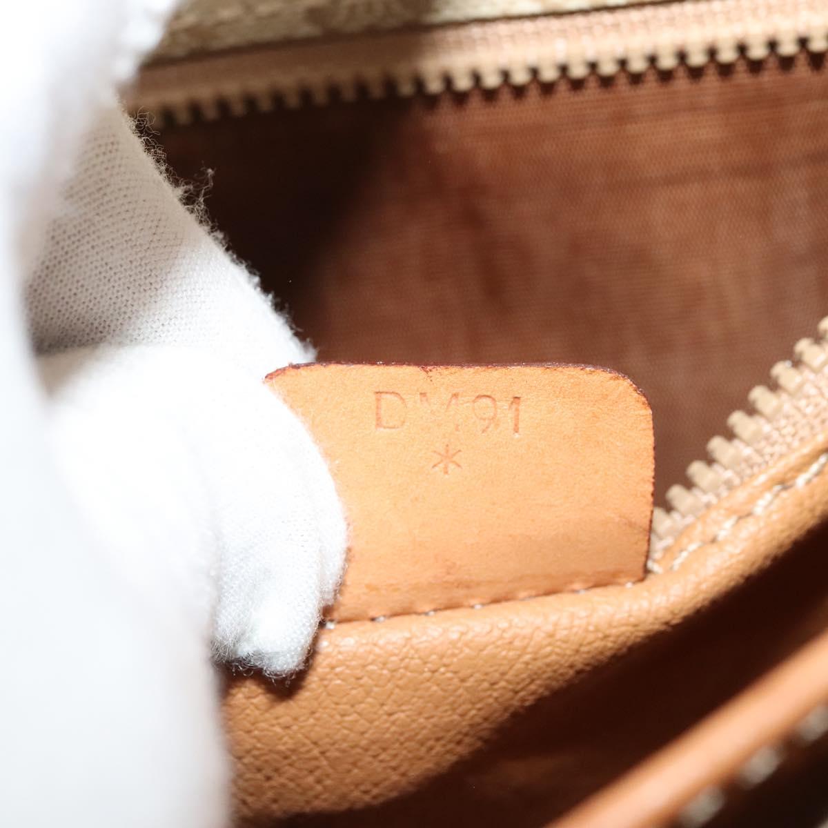 CELINE Macadam Canvas Shoulder Bag Beige Gold Auth JB008