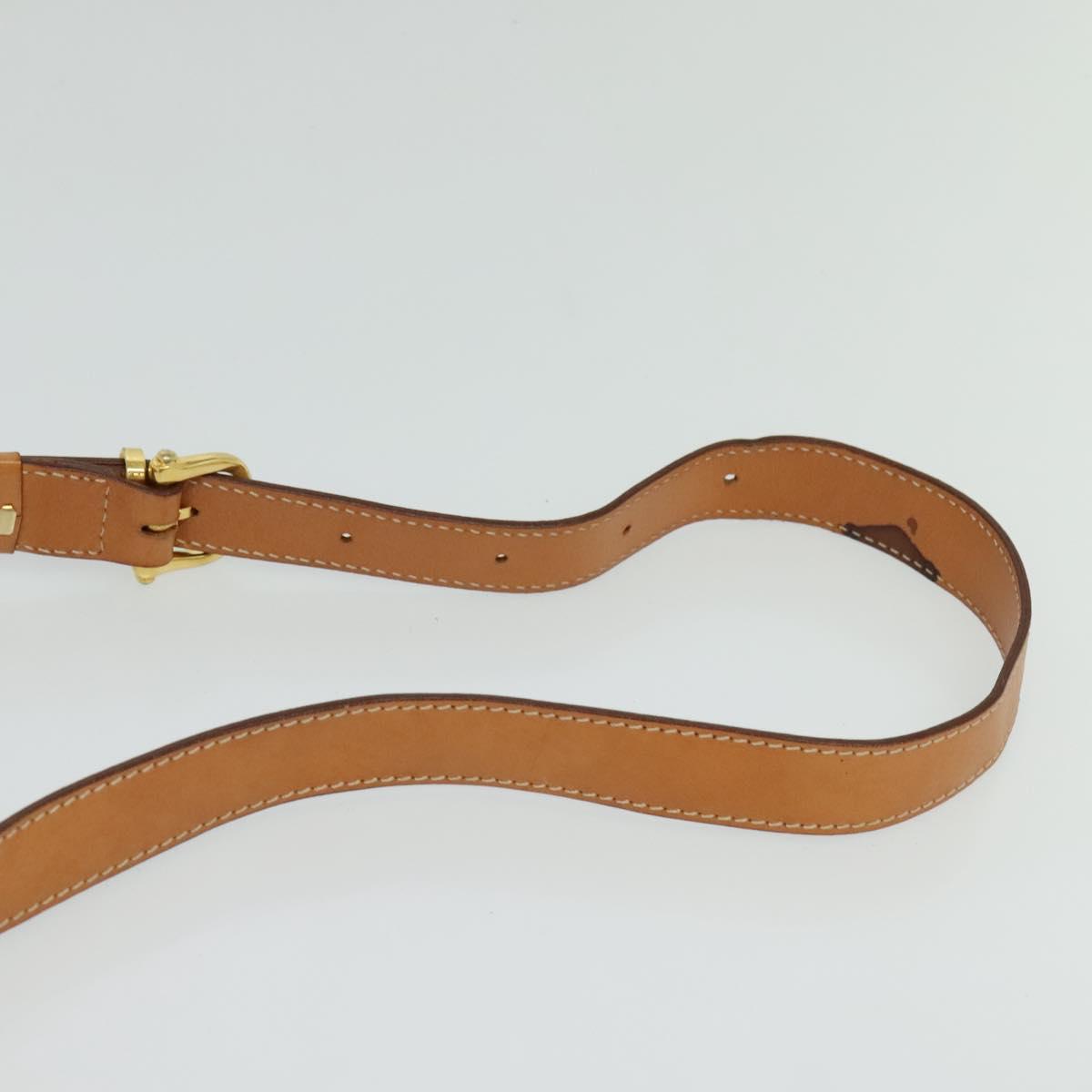 CELINE Macadam Canvas Shoulder Bag Beige Gold Auth JB008