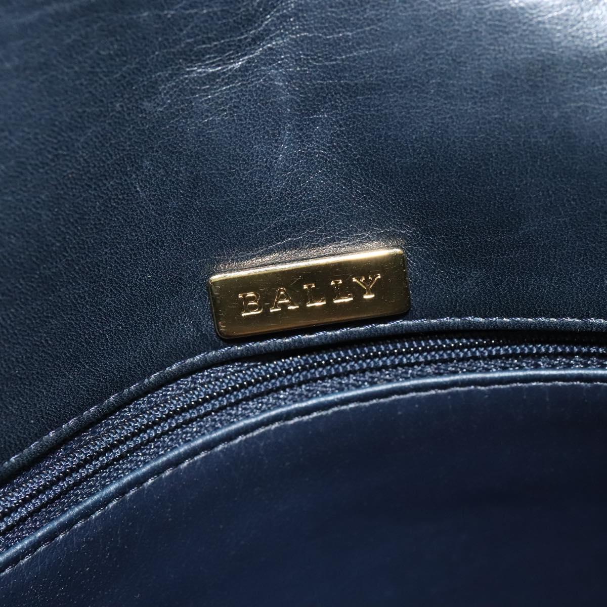 BALLY Quilted Chain Shoulder Bag Leather Black Gold Auth JB009