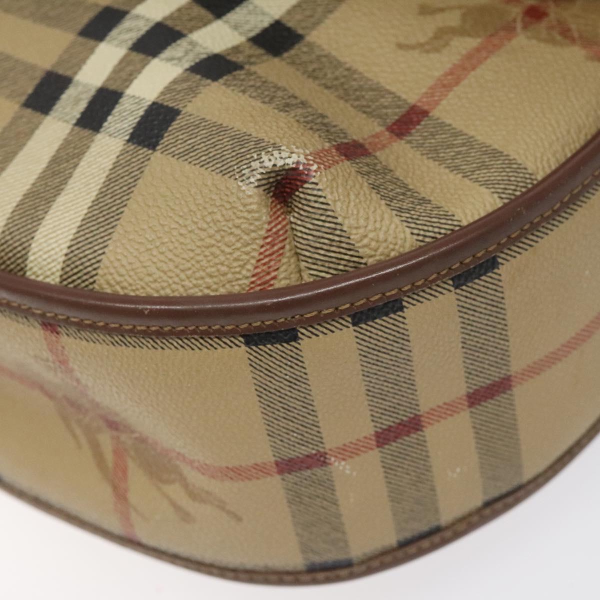 Burberrys Nova Check Shoulder Bag PVC Beige Gold Auth JB025