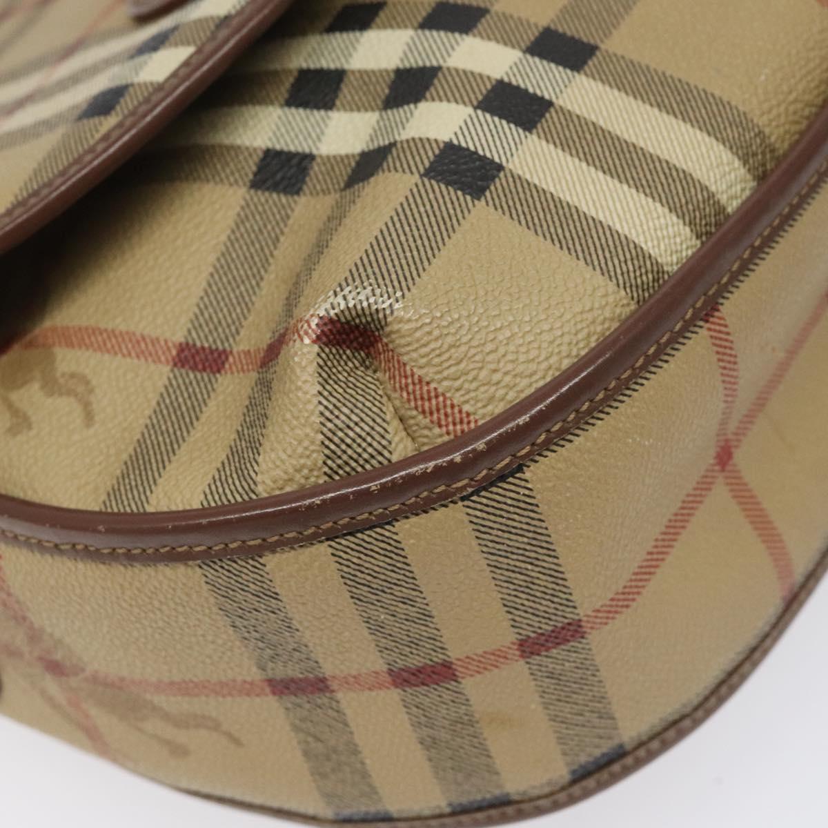 Burberrys Nova Check Shoulder Bag PVC Beige Gold Auth JB025
