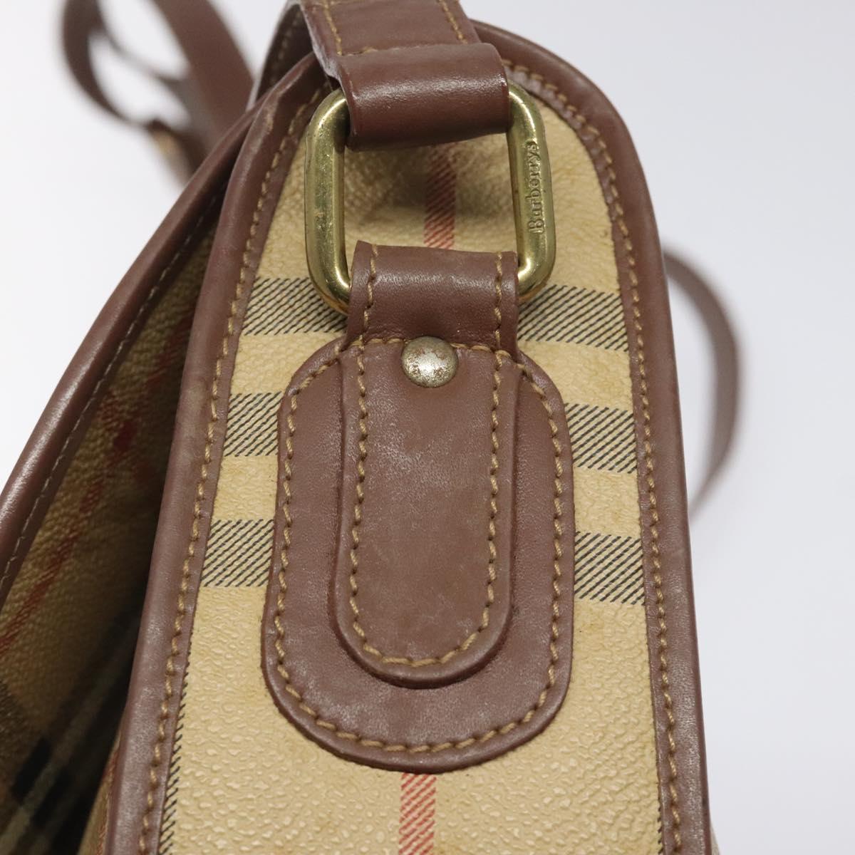 Burberrys Nova Check Shoulder Bag PVC Beige Gold Auth JB025