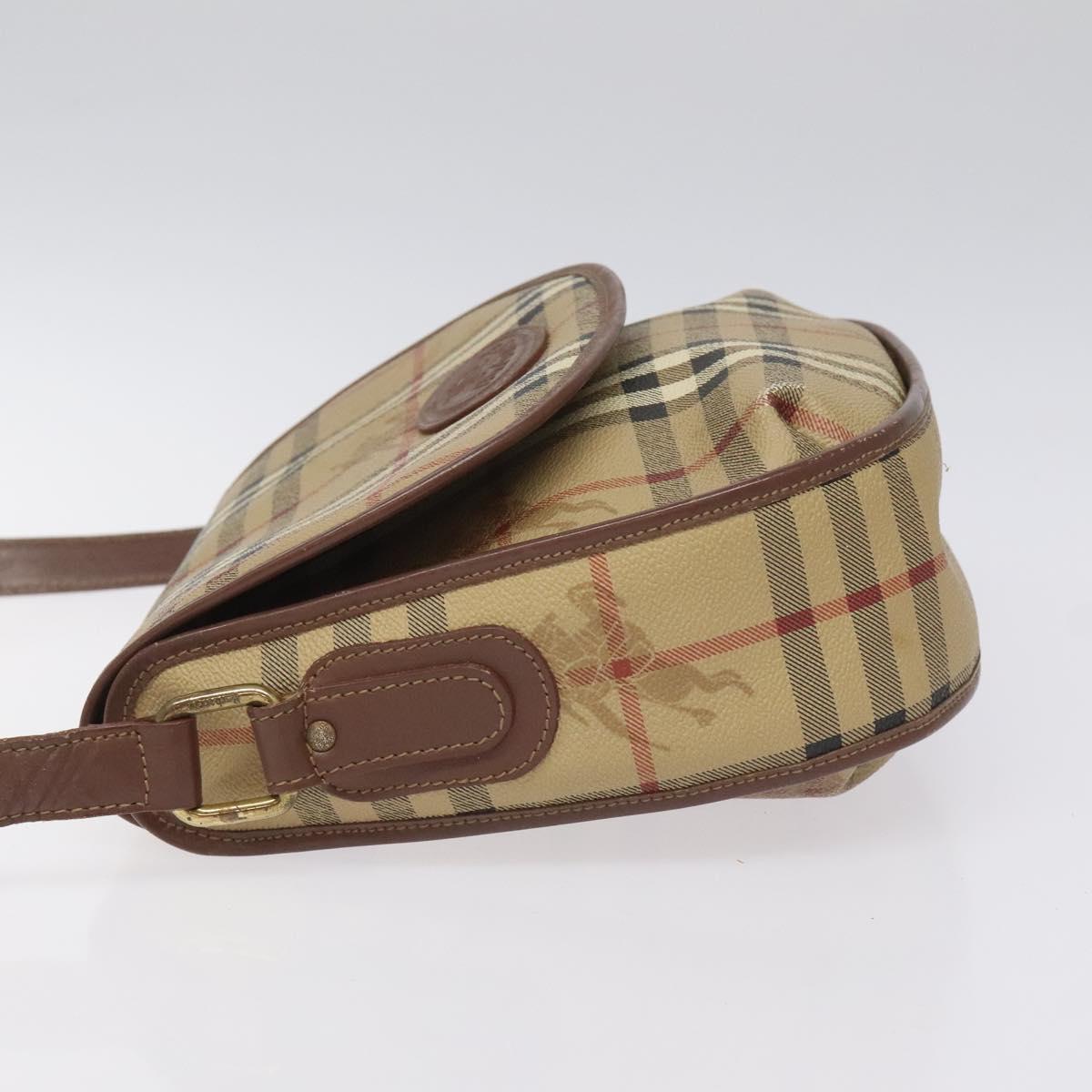 Burberrys Nova Check Shoulder Bag PVC Beige Gold Auth JB025