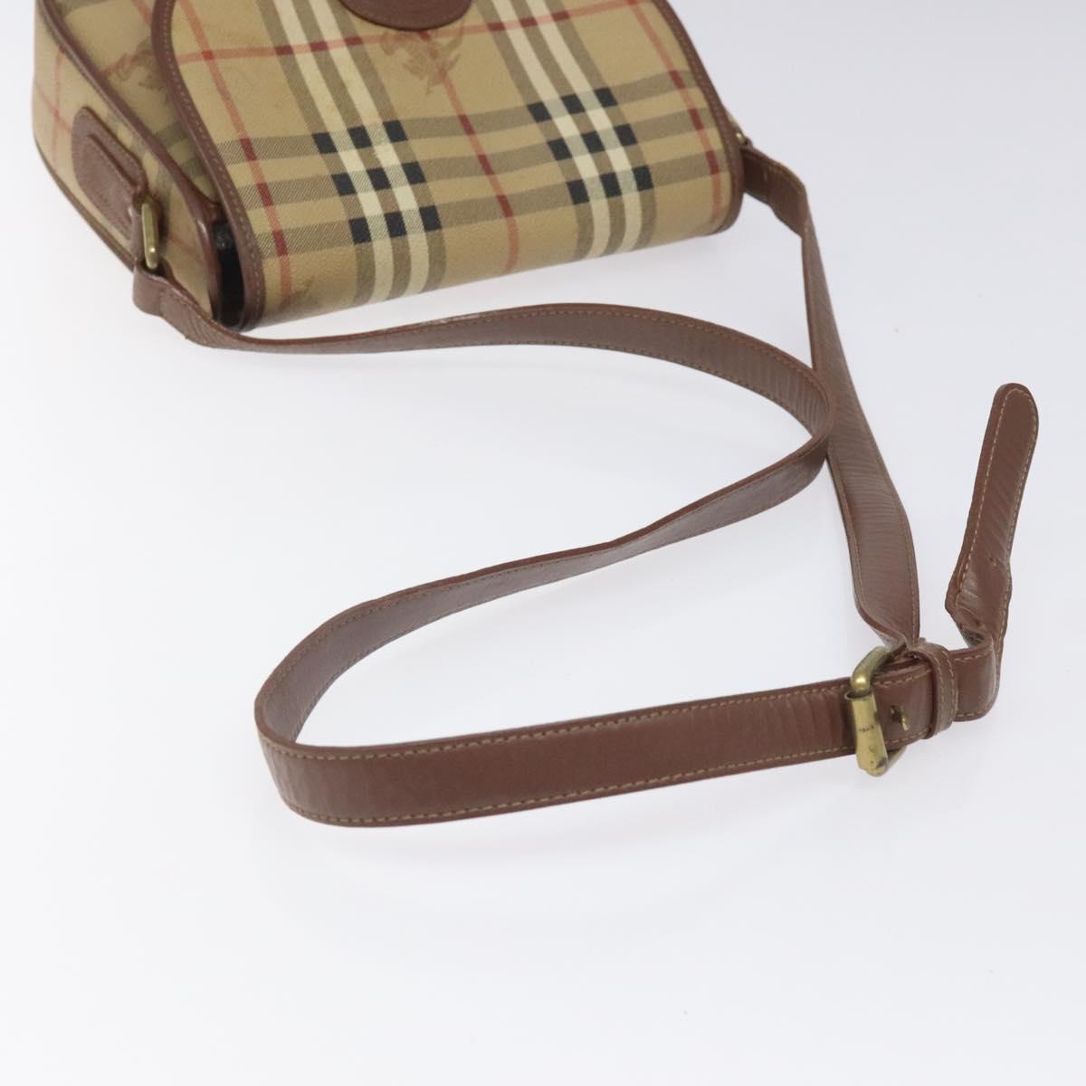 Burberrys Nova Check Shoulder Bag PVC Beige Gold Auth JB025