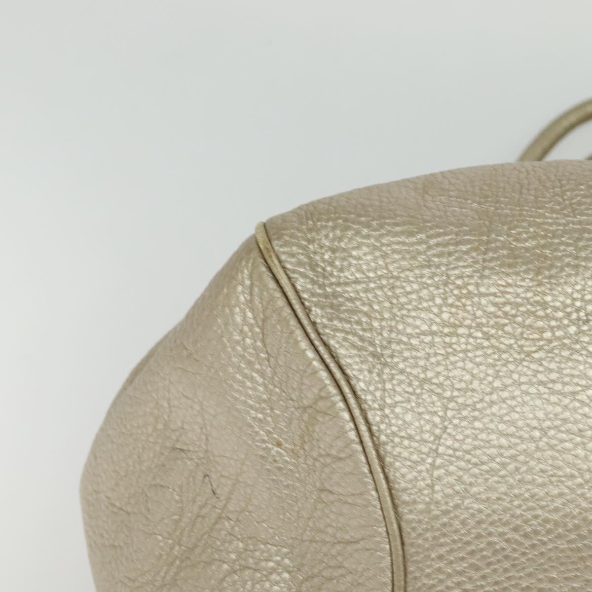 Salvatore Ferragamo Gancini Tote Bag Leather Silver Gold Auth JB034