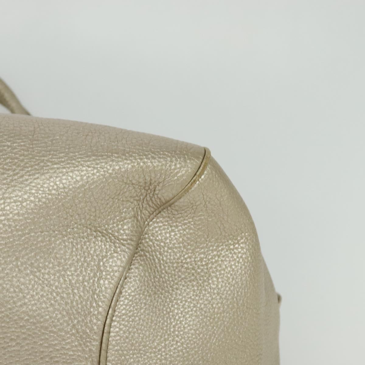 Salvatore Ferragamo Gancini Tote Bag Leather Silver Gold Auth JB034