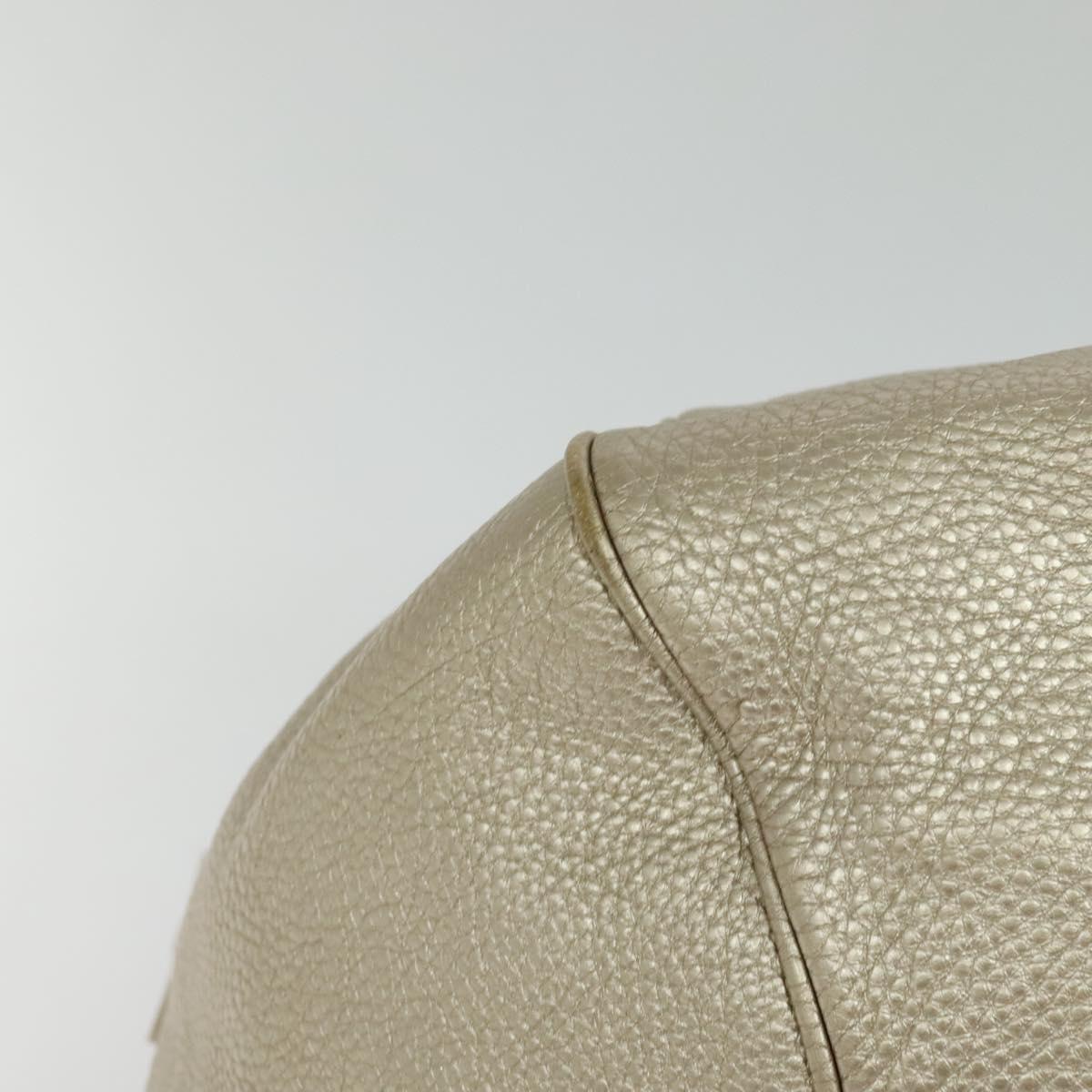 Salvatore Ferragamo Gancini Tote Bag Leather Silver Gold Auth JB034