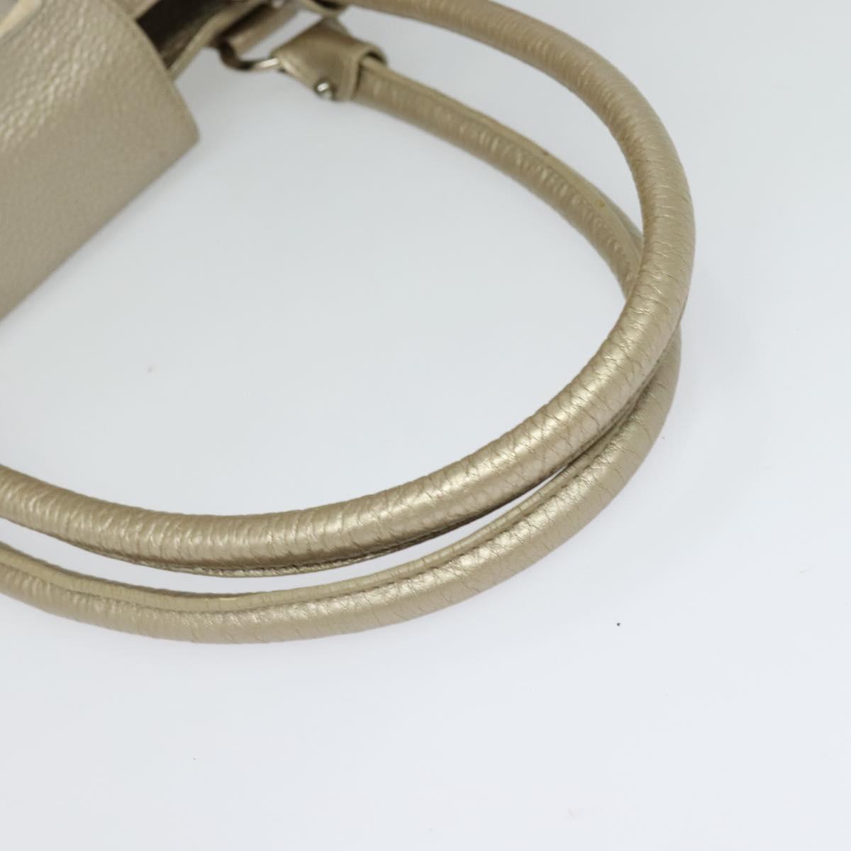 Salvatore Ferragamo Gancini Tote Bag Leather Silver Gold Auth JB034