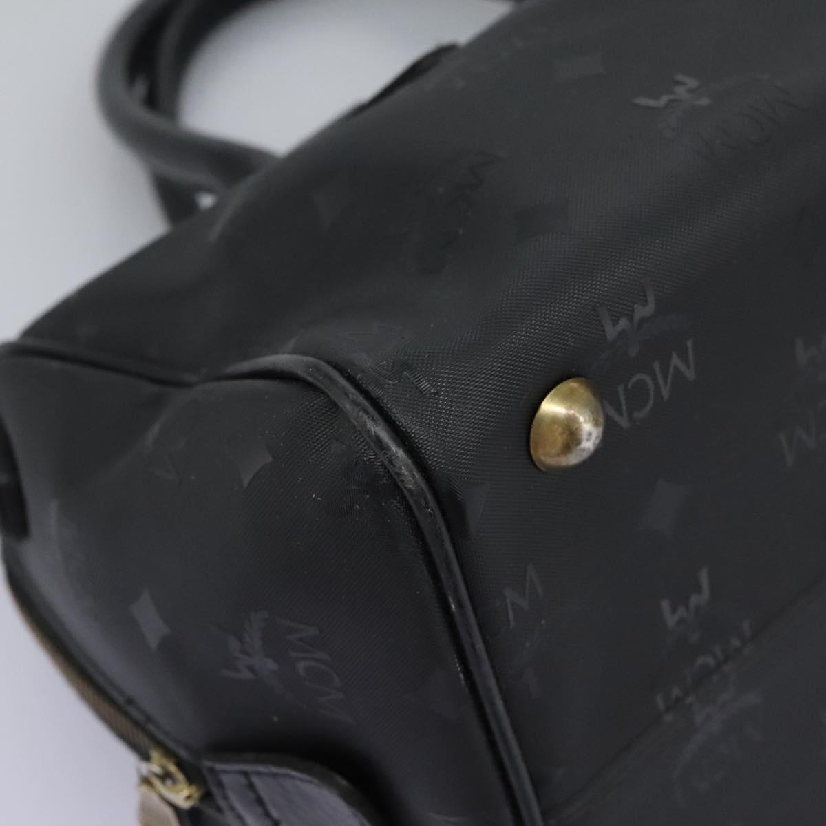 MCM Vicetos Logogram Hand Bag PVC 2way Black Gold Auth JB035