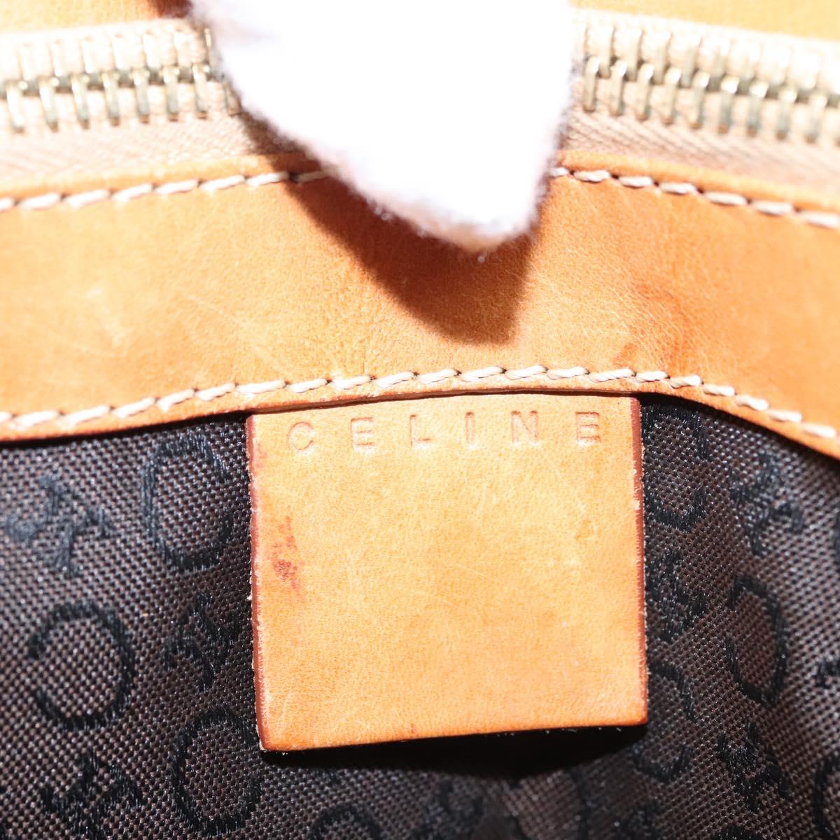 CELINE C Macadam Canvas Hand Bag Suede Dark Brown Gold Auth JB036