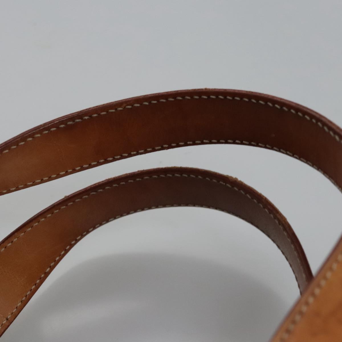 CELINE C Macadam Canvas Hand Bag Suede Dark Brown Gold Auth JB036