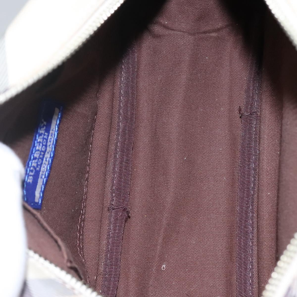 BURBERRY Nova Check Blue Label Shoulder Bag Nylon Beige Silver Auth JB053