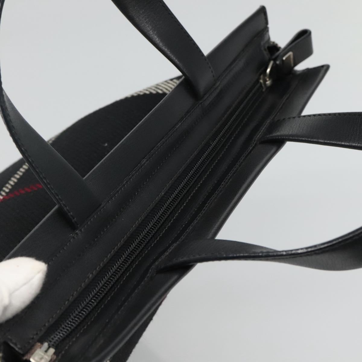 BURBERRY Nova Check Hand Bag Canvas Black Silver Auth JB054