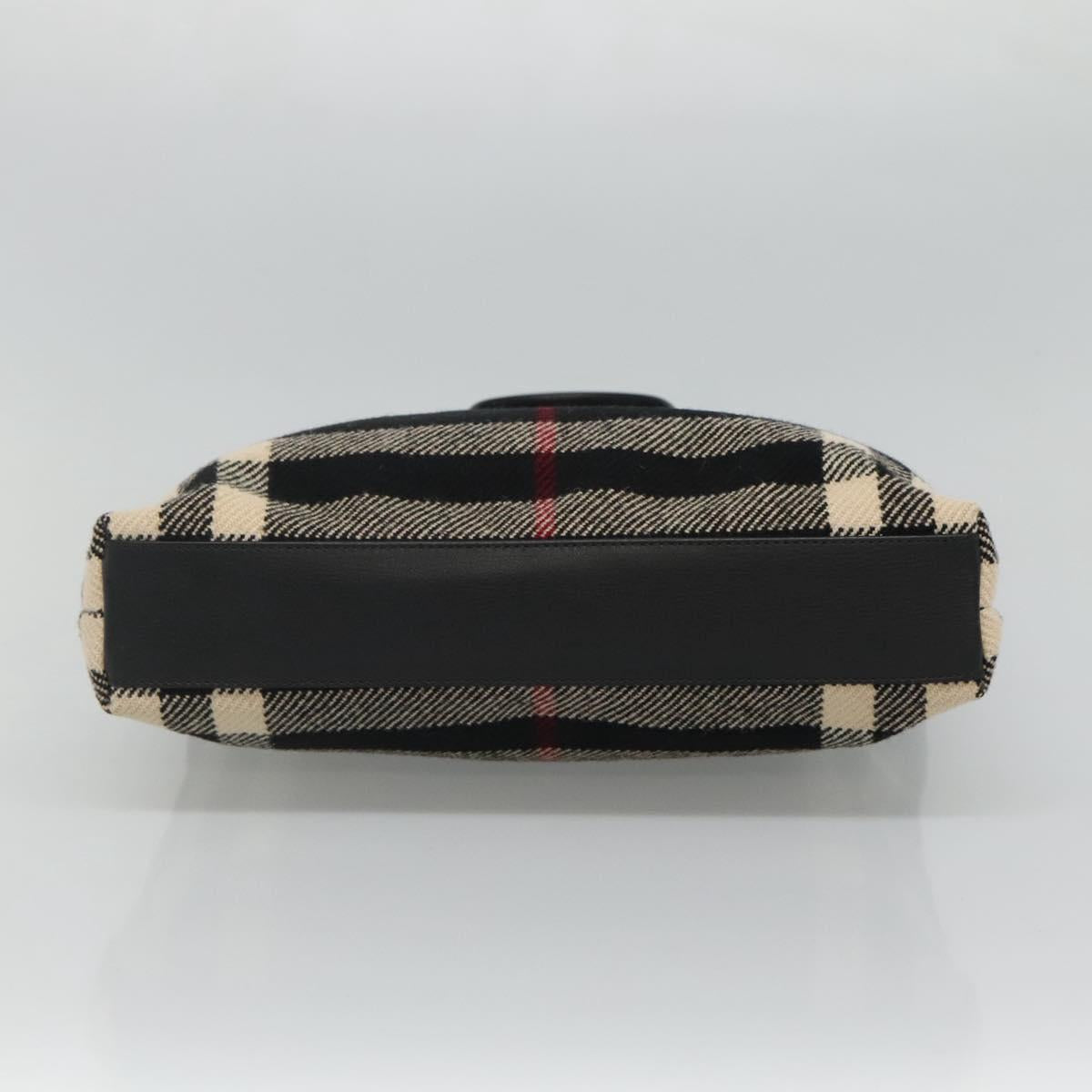 BURBERRY Nova Check Hand Bag Canvas Black Silver Auth JB054