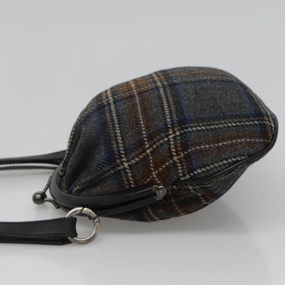 BURBERRY Nova Check Shoulder Bag Wool Navy Auth JB068