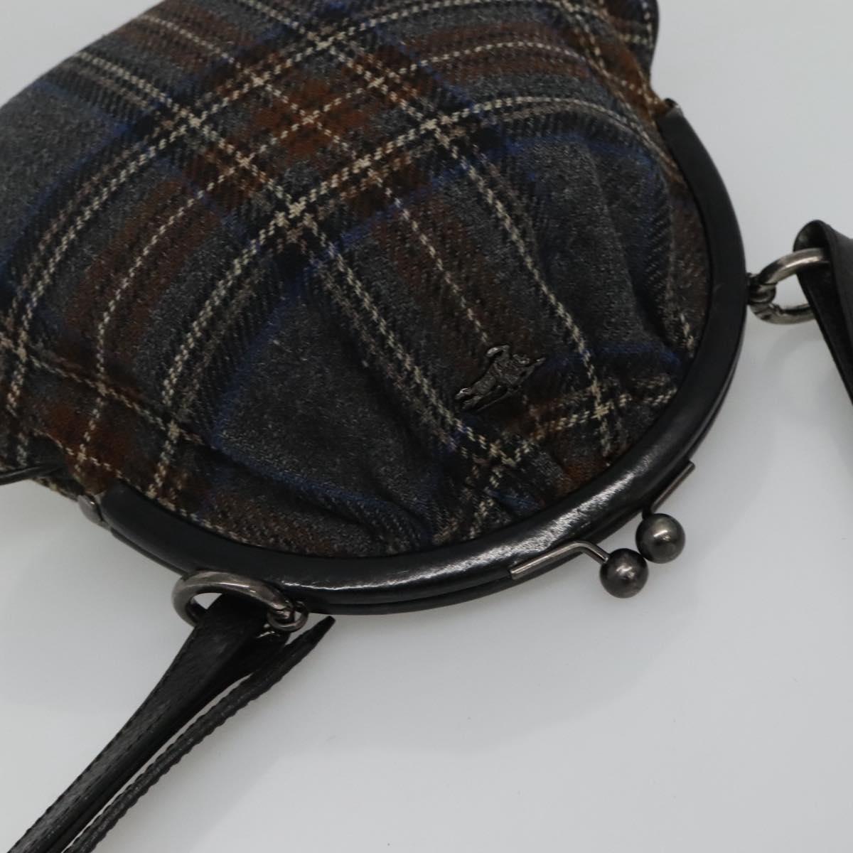 BURBERRY Nova Check Shoulder Bag Wool Navy Auth JB068