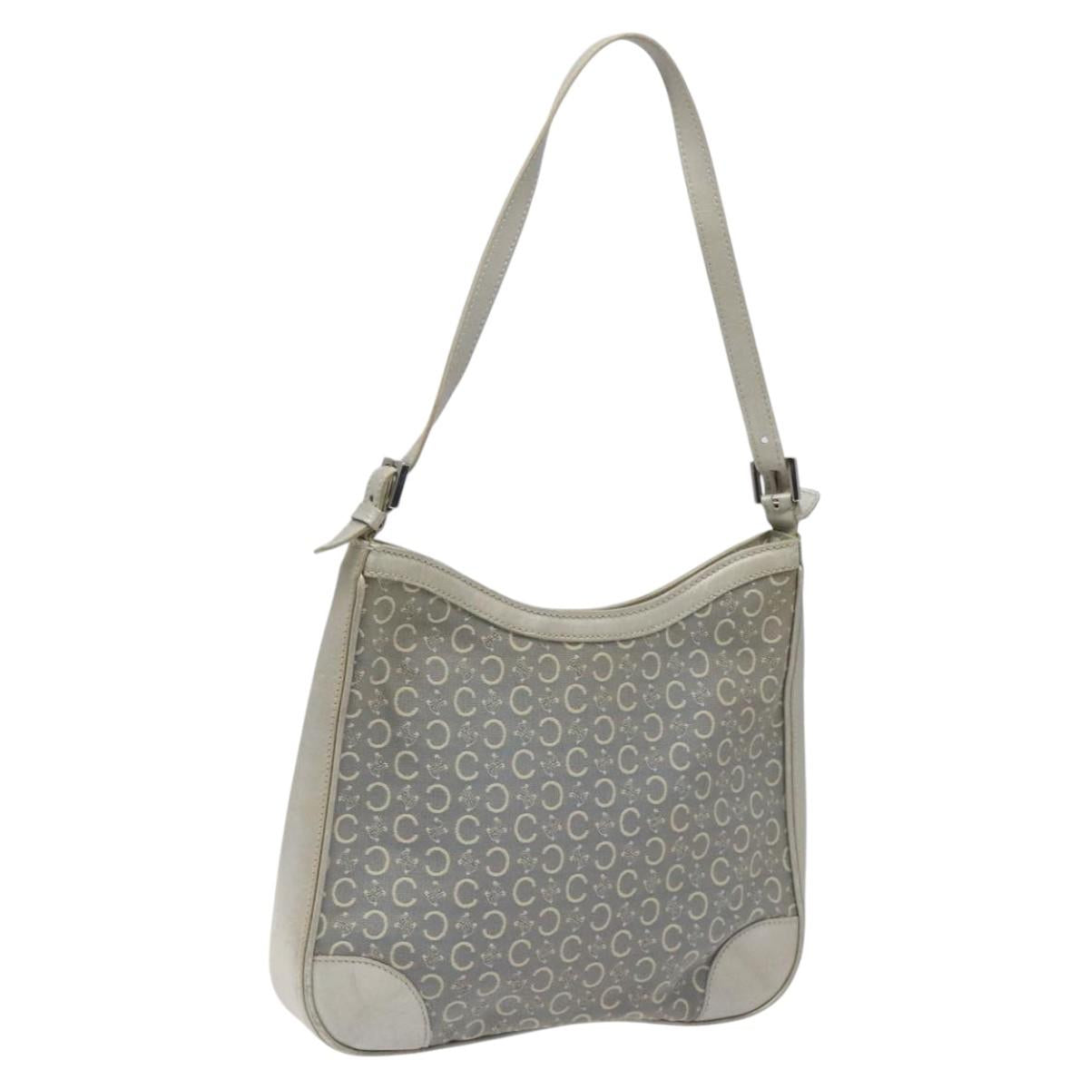 CELINE C Macadam Canvas Shoulder Bag Gray Auth JB071