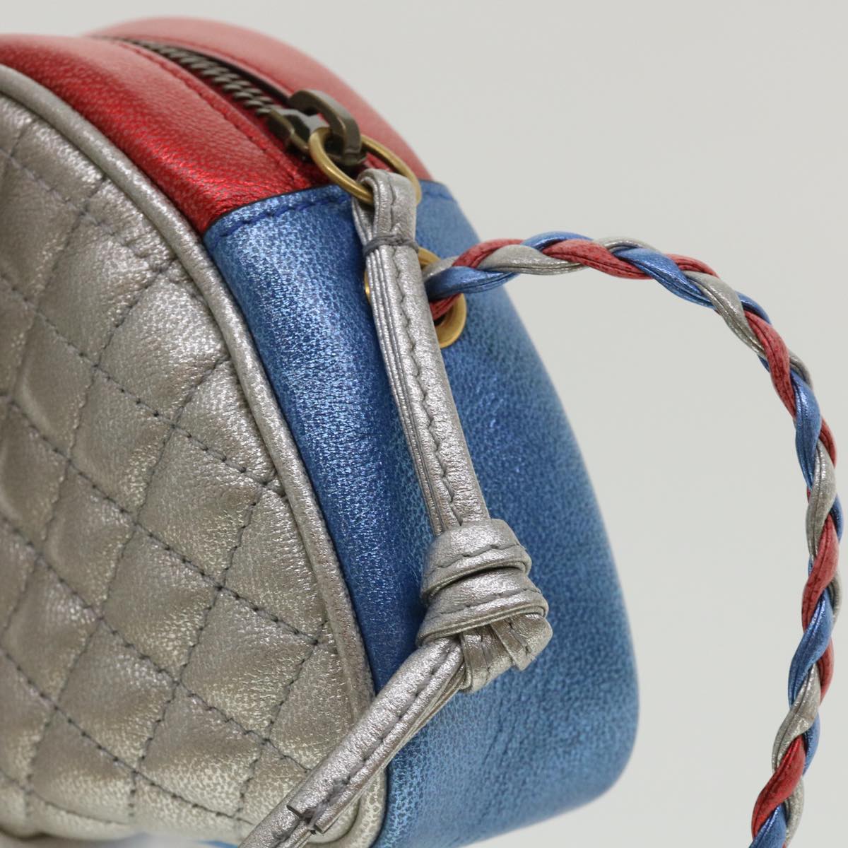 GUCCI Horsebit Pochette Shoulder Bag Lamb Skin Red Blue 534951 Auth 34948