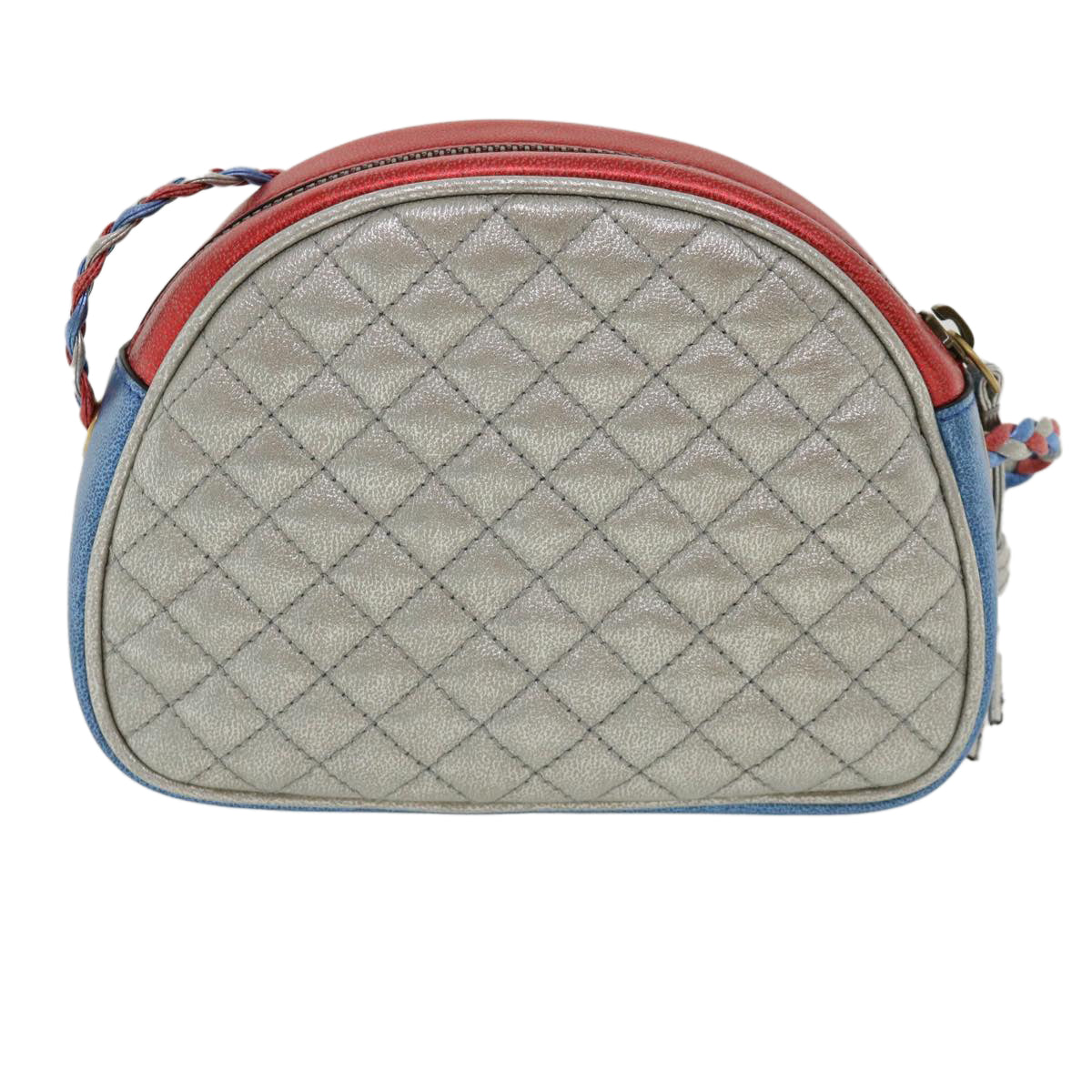 GUCCI Horsebit Pochette Shoulder Bag Lamb Skin Red Blue 534951 Auth 34948