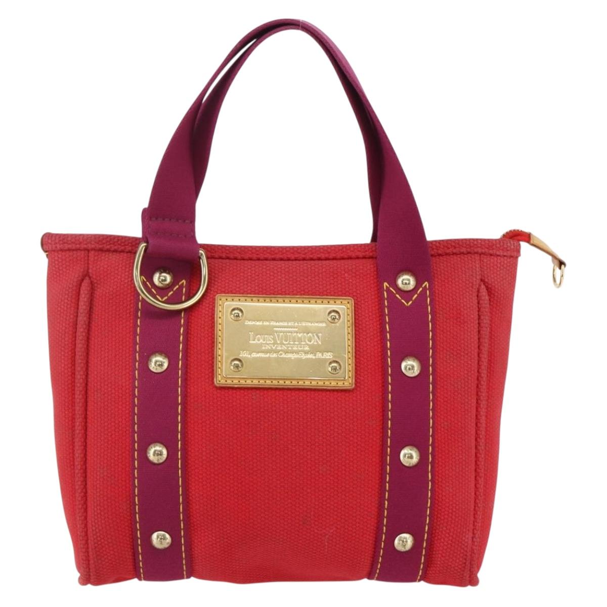 LOUIS VUITTON Antigua Kava PM Tote Bag Canvas Rouge M40037 LV Auth ka001