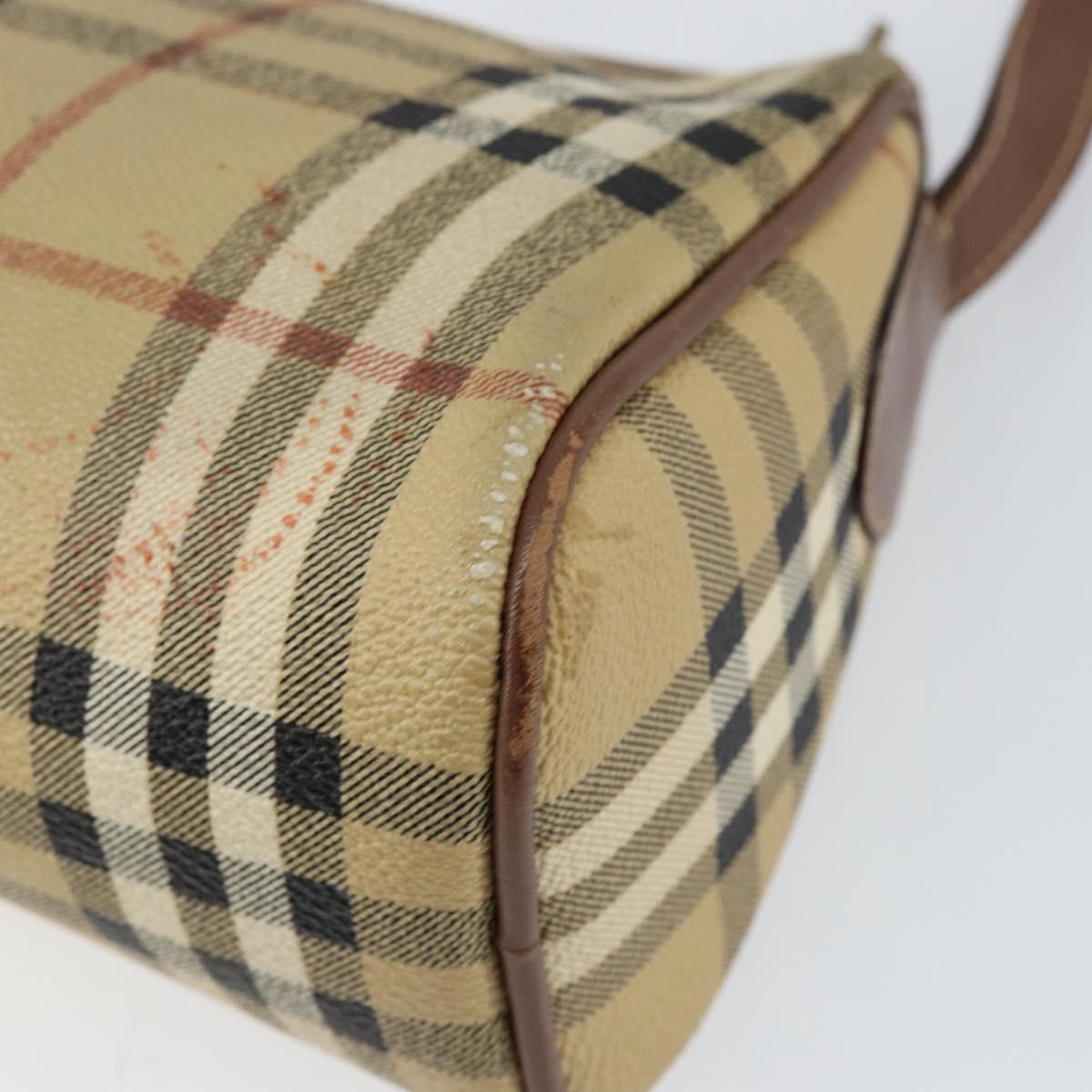 Burberrys Nova Check Shoulder Bag PVC Beige Gold Auth ka004