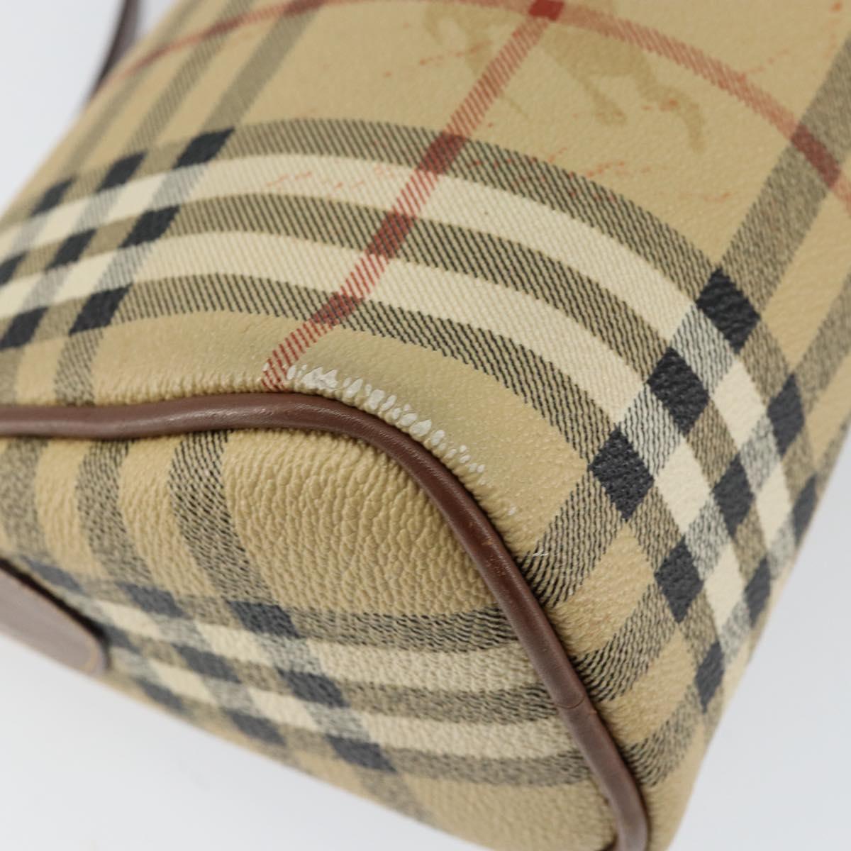 Burberrys Nova Check Shoulder Bag PVC Beige Gold Auth ka004