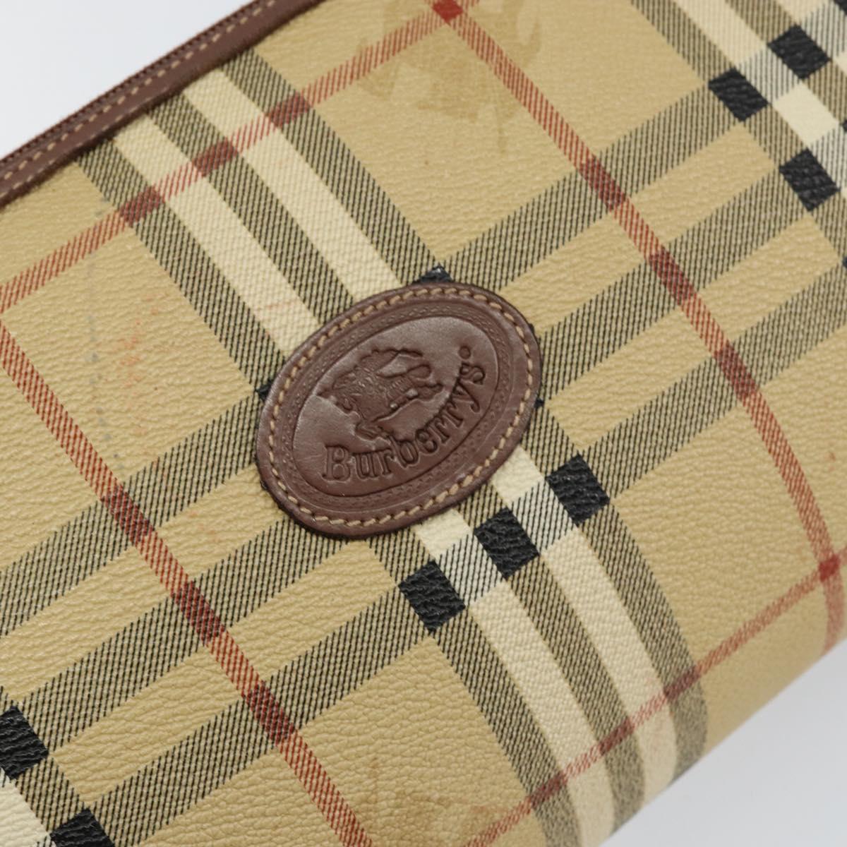 Burberrys Nova Check Shoulder Bag PVC Beige Gold Auth ka004