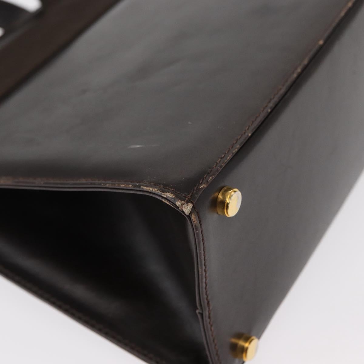 Salvatore Ferragamo Hand Bag Leather Brown Gold Auth ka006