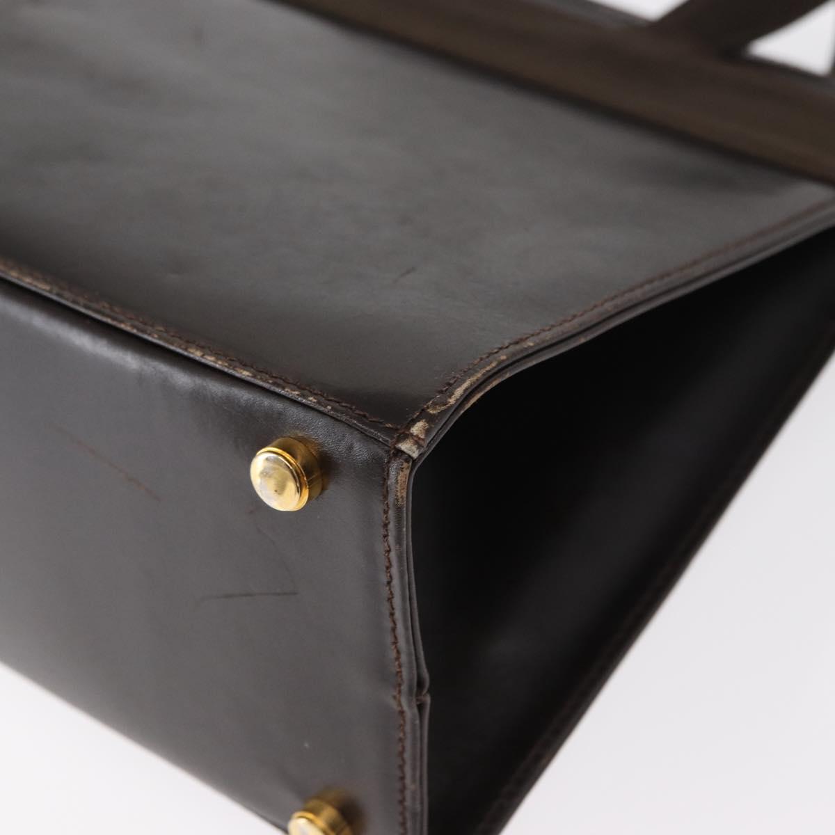 Salvatore Ferragamo Hand Bag Leather Brown Gold Auth ka006