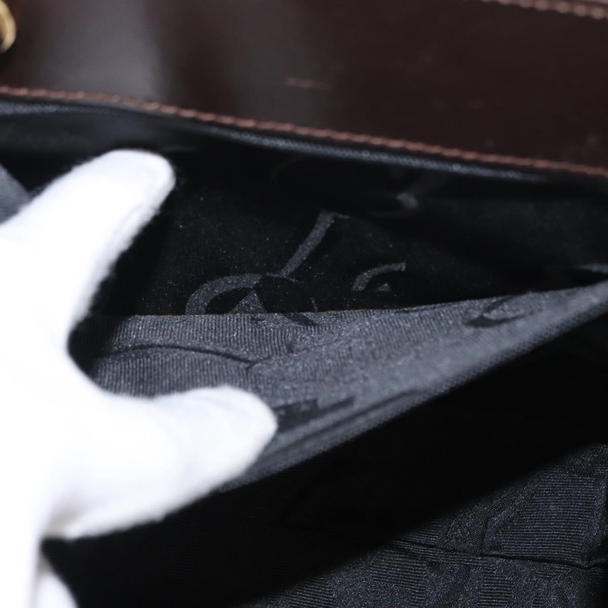 Salvatore Ferragamo Hand Bag Leather Brown Gold Auth ka006